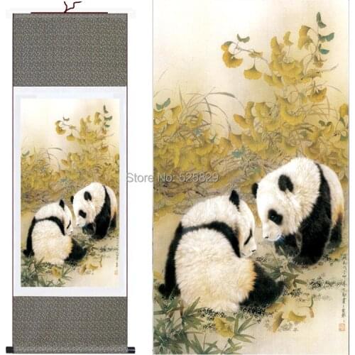 Hot Sale! High Quality Wall Art Home Decoration Panda Wall Picture Traditional Chinese Painting of Silk Scroll Frame Large Size