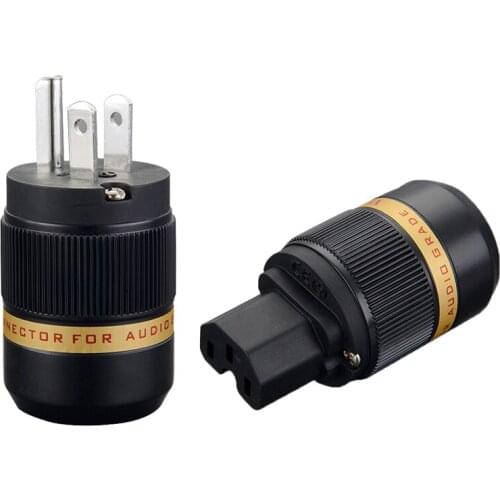 Viborg VM501R + VF501R Pure Copper Rhodium Plated US AC Power Plug & IEC Connector for Audio DIY Mains Power Cable