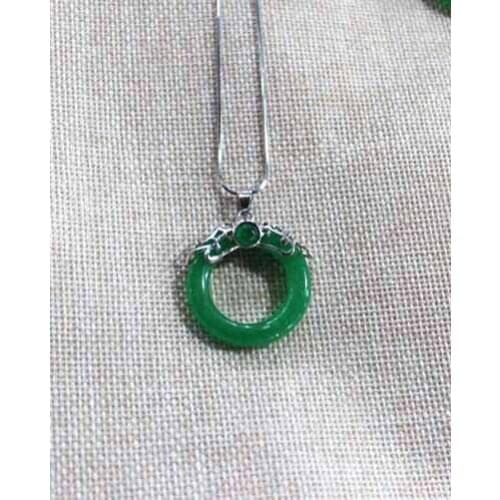 Natural jade 2 color ring pendant necklace surface old hole full of color silver gold