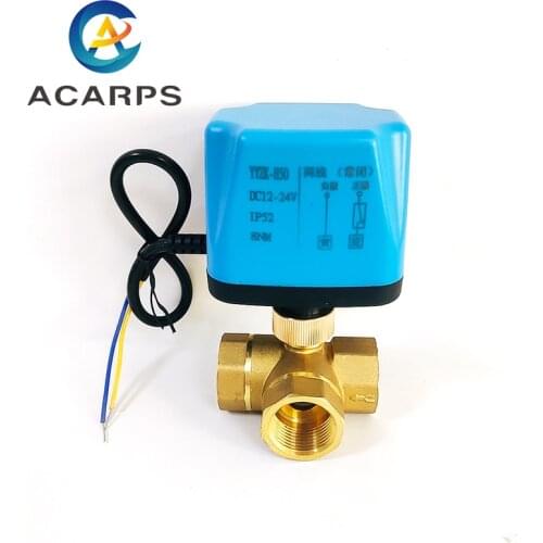 3/4" Three Way 220V 12V 24V 2-wire Brass Electric Ball Valve Normally Closed Motorized Ball Valve