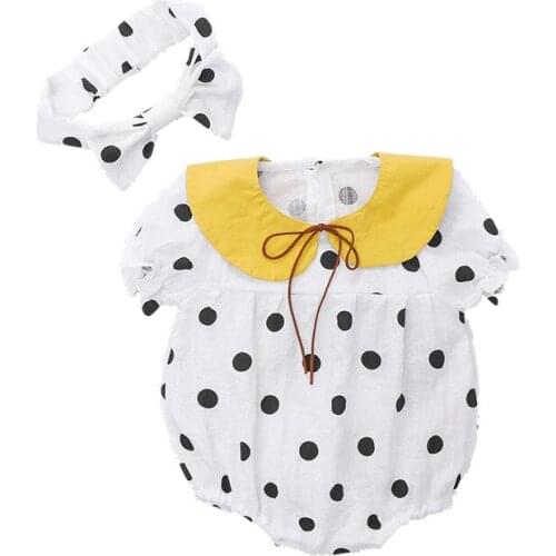 Summer Baby Clothes Cotton Infant Triangle Romper Girl and Boy Clothing Short Sleeved Polka Dot Printed Lapel Climb Clothes