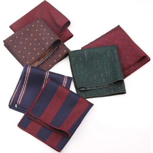 Linbaiway Classic Striped Handkerchief for Men Suits Cotton Pocket Square Gentlemen Wedding Pocket Chest Towel Business Hankies