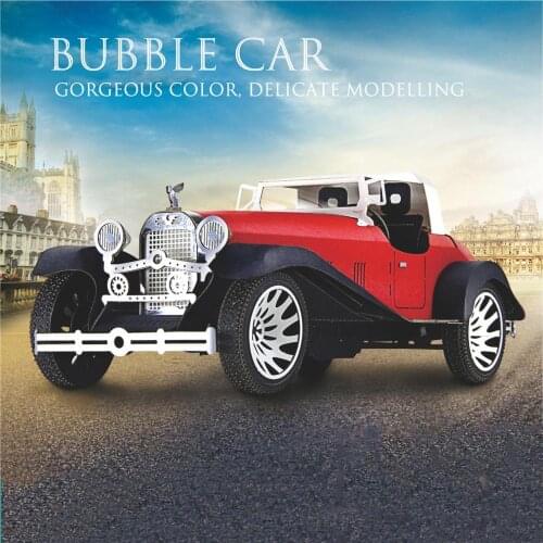 Curiosity 95pcs DIY 3D Bubble Car Wooden Retro Vehicle Puzzle Game Assembly Car Toy Model Building Gift for Children Teen Adult
