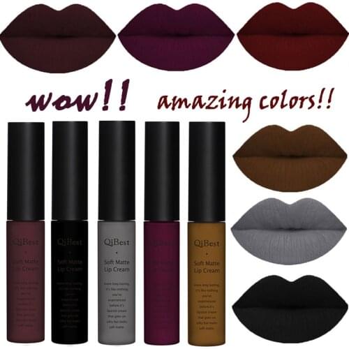 Matte Nude Lipstick Brand Waterproof Lip kit Pigment Dark Red Black Long Lasting Lip Gloss Lot Women Makeup