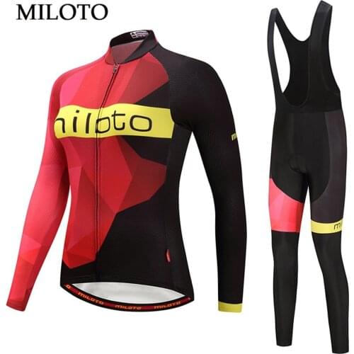 Miloto Long Sleeve Cycling Jersey Women cycling clothing maillot ciclismo roupa ciclismo Gel pad Bib Shorts Cycling set