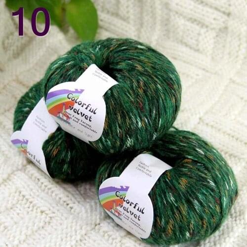 Sale of colorful wool 3ballsX50g thread camel hair color broken coat line mohair wool needlework 824-10 Colorful Emerald