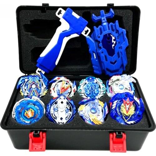 Blue Devils Set Beybleyd Metal Fusion Gyro with Storage Box Upgraded Version 12Pcs Beybleyd Burst Gyroscope Toy Sets
