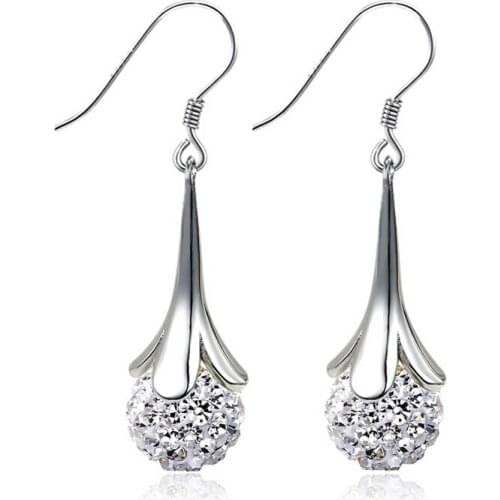 New 2016 Hot Sale Design Fashion Shambhala Flower 925 Sterling Silver Drop Earrings for Women Girls Jewelry Wedding Gift