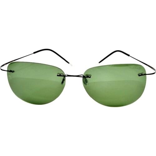 2017 new design GENUINE Brand B Titanium green polarized rimless with case sunglasses gafas de sol briller lunettes de soleil
