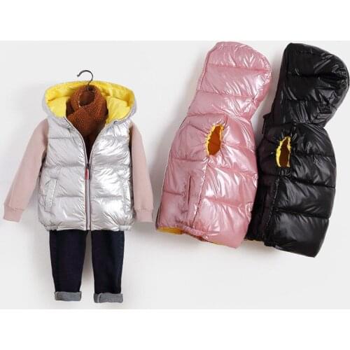 3 4 5 6 7 Years Toddler Kids Vests Autumn Winter Thicken Sleeveless Jackets for Boys Girls Waistcoats Children Hooded Jacket New