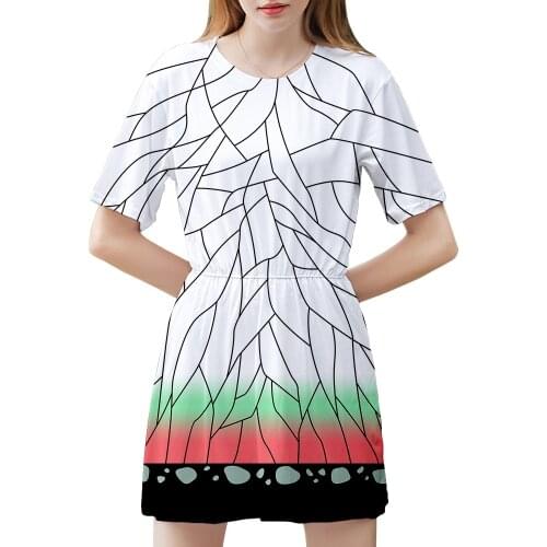 Demon Slayer: Kimetsu no Yaiba Kamado Nezuko dress cosplay costume Kochou Shinobu Iguro Obanai Party women Dresses pleated skirt