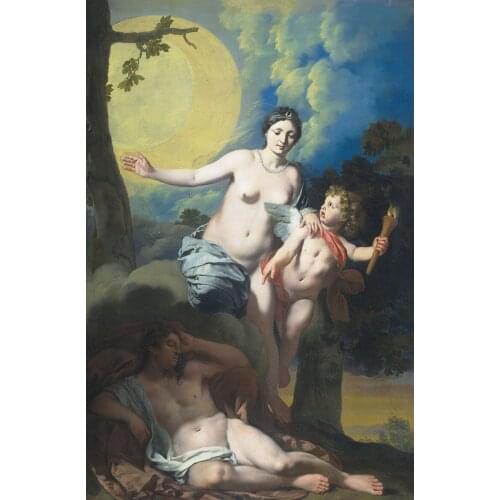 Portrait Canvas Painting Art Hand Painted A Remarkably Beautiful Young Man Loved by the Moon Oil Painting for Home Decor