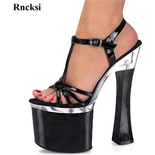 Rncksi New Square Heels and sexy princess comfortable sandals With Patform 18cm high heels Dance Sandals