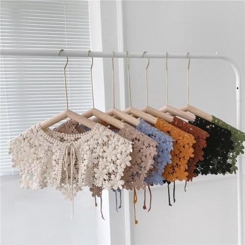 Korean Sweet women Shawls Solid Color Shoulder Small Shawl Decorative Womens Lace Outdoor fake Collar Bow Neckerchief Scarf