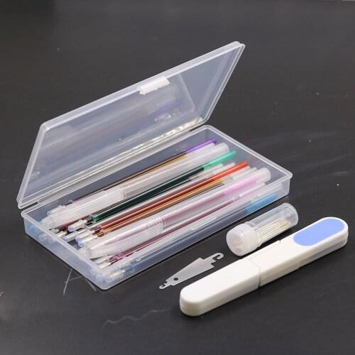 25pcs ink Disappearing Fabric Marker Water Erasable Refills &Sewing Needle&Thread Cutter with Storage Box DIY Cross Stitch Tools