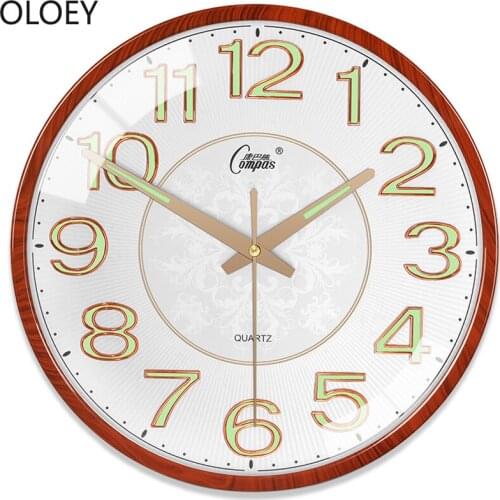 Modern Luminous Large Wall Clock Silent Night Light Living Room Clocks Wall Retro Bedroom Wall Watch Kitchen Clock Shabby Chic