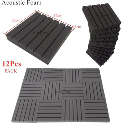 12Pcs/Set 30x30x5cm Studio Acoustic Foam Panels Sound Insulation Treatment KTV Room Wall Soundproof Foam Sponge Pad 4Colors