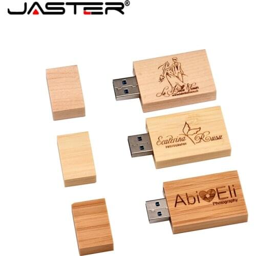 JASTER promotion 5 colors (free custom logo) creative wooden usb thumb drive 4GB/8GB/16GB/32GB/64GB USB 2.0 External Storage