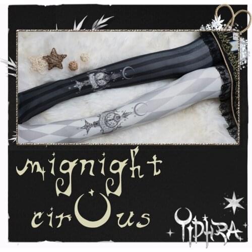 Japanese Gothic Sweet Lolita Pantyhose Mignight Cirous Diamond Pattern Stockings Cosplay Halloween Women Girl Punk Stockings