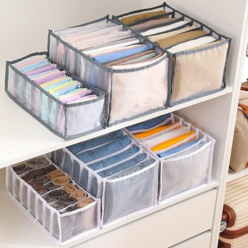Jeans Storage Box With Compartments Socks Clothes Underpants Organizer Drawer Divider Box Underwear Storage Box Closet Organizer