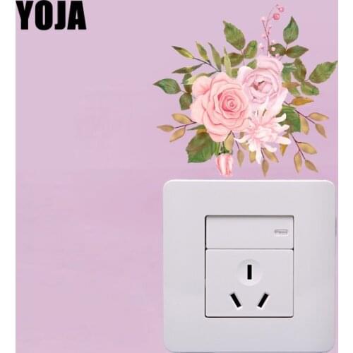 YOJA Cute Design Holy Pink Smart Flower Switch Sticker PVC Cartoon Room Decor Wall Decal 15SS0248