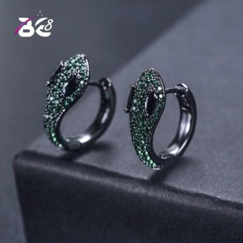 Be 8 Vintage Women Snake Shape Hoop Earrings with AAA Shiny Cubic Zirconia Luxury Circle Earring Jewelry bijoux femme E644