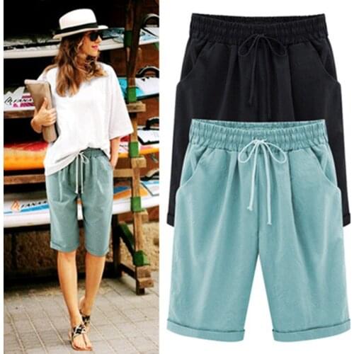 2021New Womens Shorts HotSummerCasual Five-Point Shorts Plus SizeMid-Waist Drawstring Pocket FashionWomens Street Shorts