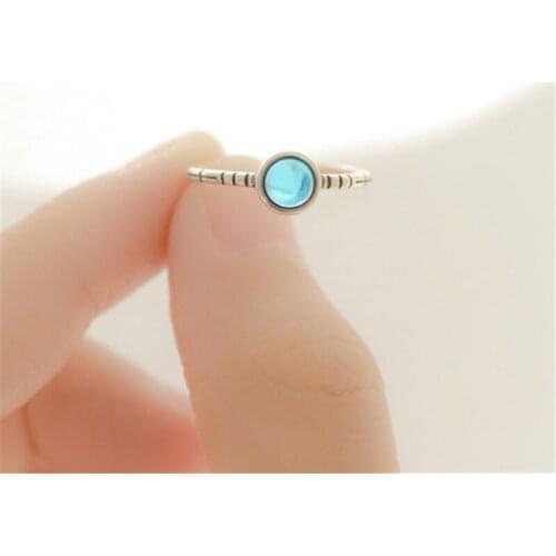 Charming Boho Korean Open Adjustable Size Blue Crystal Rings for Women Wedding Ring Jewelry Valentines Day GIFT