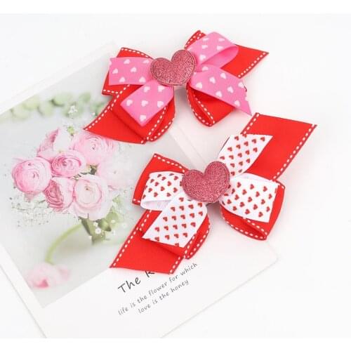 1 pc 6 " Large Baby Hair Bows Clips Cute Heart Double Layer Pink Hairpins Barrettes for Baby Girls Sweet Hair Accessories