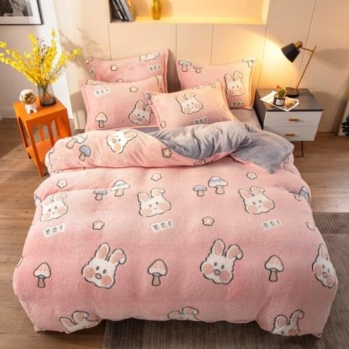 Cute baby bunny autumn and winter season velvet single quilt cover home textiles warm and thick 1 piece