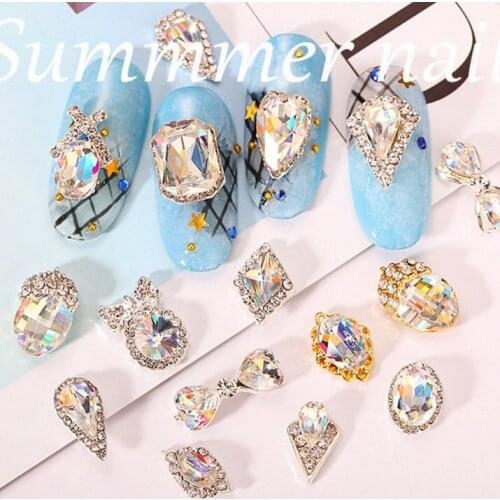 New 10pcs clear AB rhinestone metal nail art jewelry Japanese alloy nail art DIY decoration shining diamond nail accessory