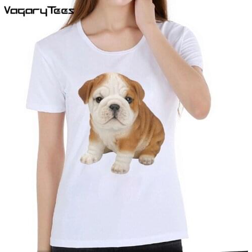2019 super funny cute English Bulldog Puppy girl t-shirt pugs women lovely tshirt funny t shirts