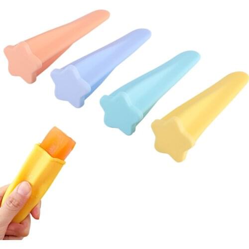 4PCS Silicone Popsicle Mold Ice Lolly Molds Star Shaped Popsicle Molds With Lids DIY Ice Cream Making Tool Kitchen Accessories