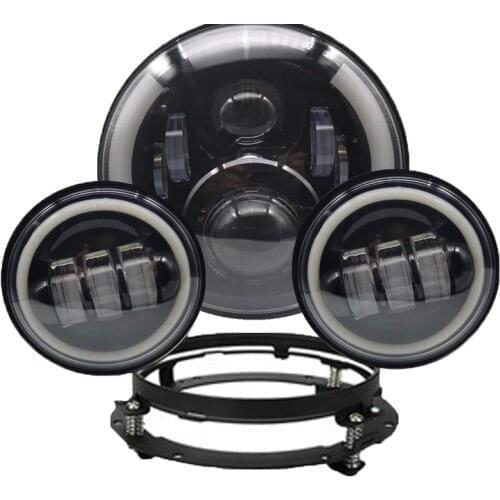 7'' 60W LED Headlights Angle Eyes Amber Signal DRL Halo for Harley Touring Ultra Classic Electra Glide FatBoy W/ 4.5 Fog lights