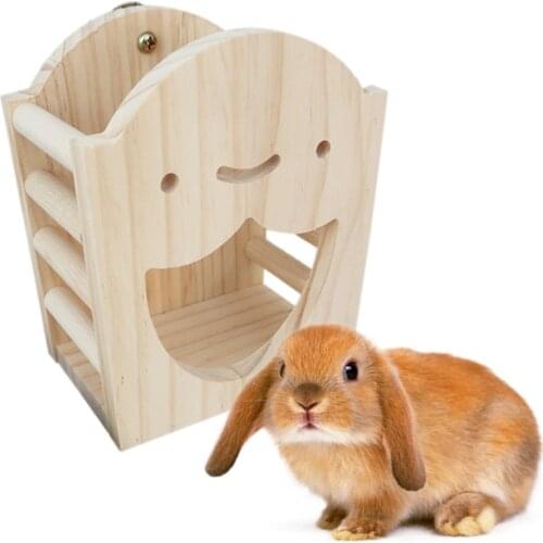 Bunny Hay Feeder Chinchilla Rabbit Food Dispenser Wooden Hay Manger Rack Holder