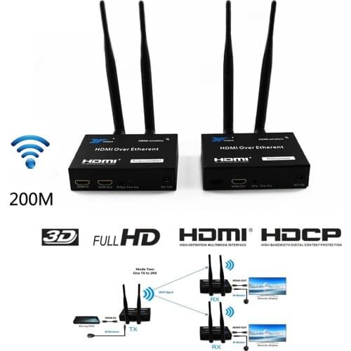 Wireless HDMI Extender 200M 2.4G/5G 1080P Transmitter Receiver kit TCP/IP extende Audio Video support 1Tx to 4RXs