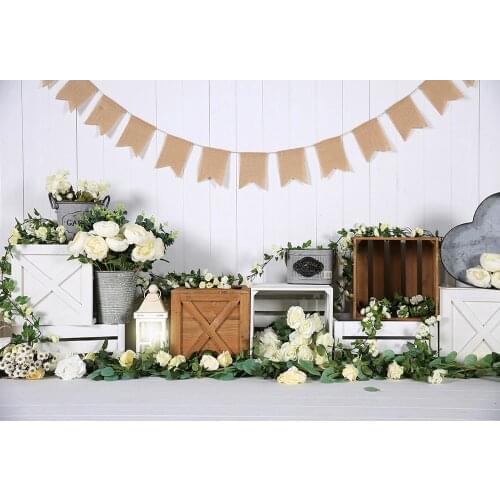 HUAYI Photography Backdrop Flowers Floral boxes Photo Background Newborns Child 1st Birthday Cake Smash Studio Photocalls W-4338