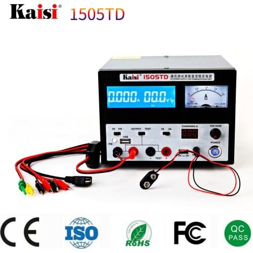 Kaisi 1505TD 15V 5A DC Power Supply Intelligent DC Regulated Power Supply Voltage Regulator With 5V 2A USB Charging Port