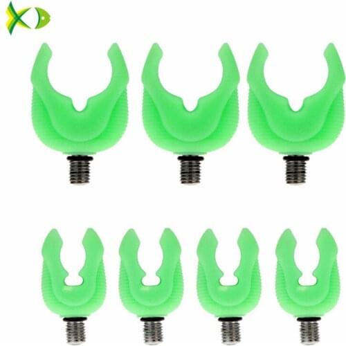 JSM 4pcs Luminous Green Silicone Fishing Rod Holder Telescopic Fishing Rod Support Stand Head Carp Fishing Accessories