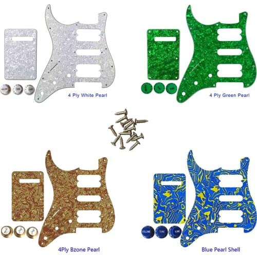 Quality Guitar Pickguard -For US Left Handed 11 Screw Holes Start Player Humbucker HSH Scratch Plate & Back Plate & Control Knob
