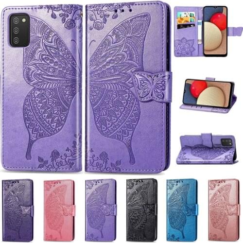 Flip Leather Butterfly Embossing Wallet Case For Samsung Galaxy A02S A12 A31 A32 A41 A50 A51 A52 A71 A72 F62 S21Plus/Ultra S20FE