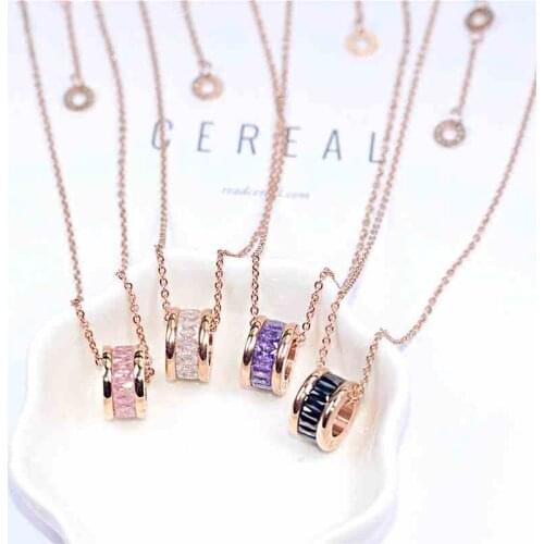 316 L Stainless Steel 18K Gold Colors AAA Zircon Roman Numerals Pendant Woman Girl Gift Fashion Accessory Never Fade Washable