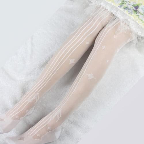 Sweet Womens Summer Long Stockings ~ Cello in the Stars Patterned Lolita Thigh High Stockings by Yidhra