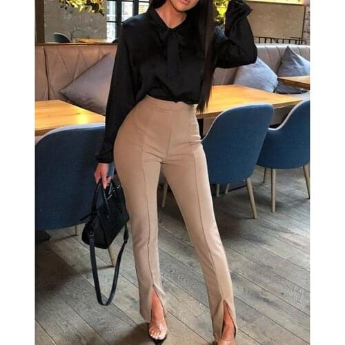 YICIYA 2021 Fashion Khaki Leather Pants Khaki Women Casual Zip Pencil Trouser Sexy Autumn Winter Ladies High Waist Pant Design