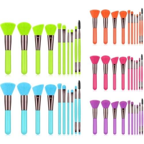 10pcs Make-up Brushes Fluorescent Series Set Brush 5-color Make-up Beauty Tools for Eye Lip Foundation Make Up Brushes Sets Kits