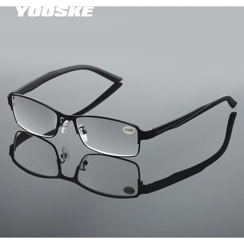 YOOSKE Titanium Alloy Reading Glasses Men Non spherical Clear lenses Eyeglasses Man Business Hyperopia Prescription Glasses