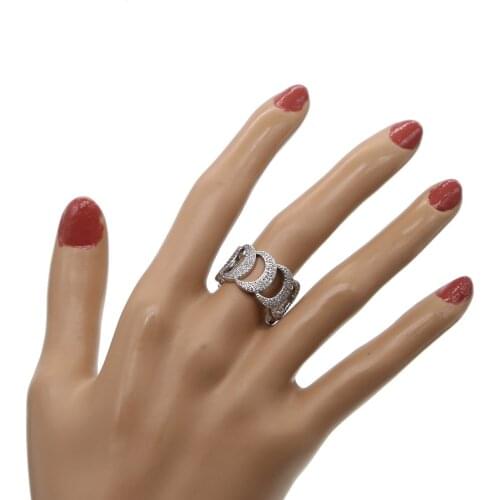 Wholesale New arrived Fashion Crescent Moon shape paved tiny dazzling CZ finger Rings for Women Wedding Engagement Jewelry Gifts