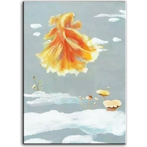 Original oil painting Dancing goldfish painter original paintings decoration painting Custom-made oil painting 16110712
