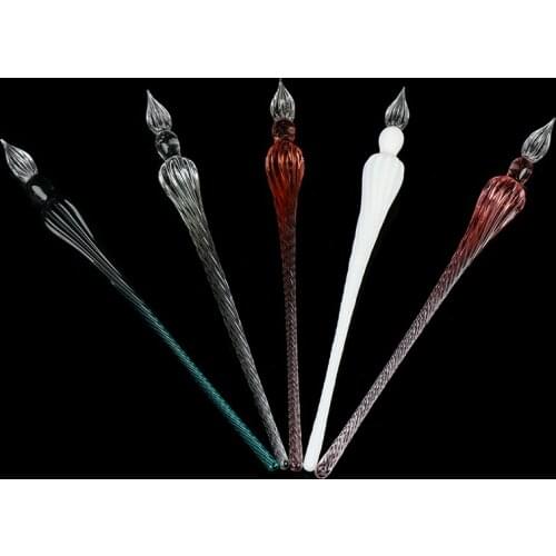 1 Pc Crystal Glass Dip Pen Set Non-carbon Ink Fountain Signature Pen Writing Tools Soda Lime Glass Pen