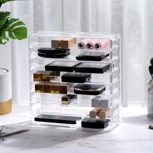 Transparent Acrylic Makeup Organizer Cosmetic Storage Box Lipstick Holder Makeup Powder CC Cream Organizer Jewelry Cosmetic Box